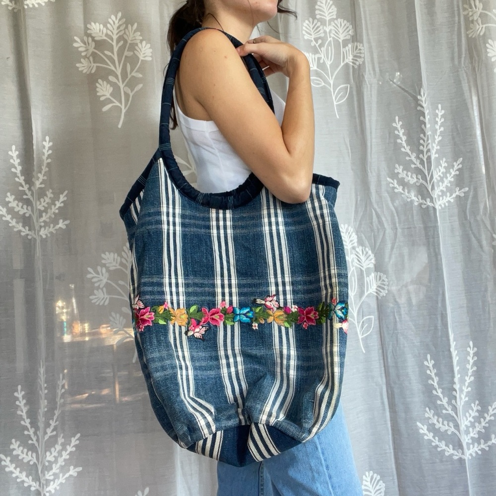 Large embroidered tote bag from Mexico